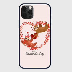 Чехол для iPhone 12 Pro Милая пара ленивцев в день святого валентина, цвет: 3D-черный