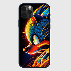 Чехол для iPhone 12 Pro Яркий неоновый соник, цвет: 3D-черный