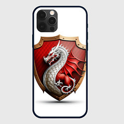Чехол для iPhone 12 Pro Щит с драконом, цвет: 3D-черный
