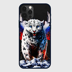 Чехол для iPhone 12 Pro Снежный барс и крылья орла в цветах триколора, цвет: 3D-черный