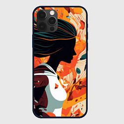 Чехол для iPhone 12 Pro Девушка идёт: силуэт, цвет: 3D-черный