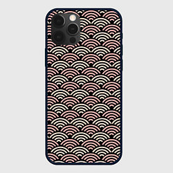 Чехол для iPhone 12 Pro Японский розовый паттерн, цвет: 3D-черный