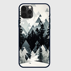 Чехол для iPhone 12 Pro Абстракция зимнего леса, цвет: 3D-черный