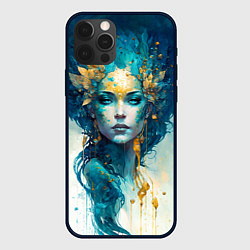 Чехол для iPhone 12 Pro Золотая богиня акварель, цвет: 3D-черный