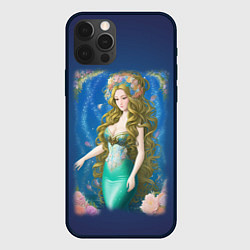 Чехол для iPhone 12 Pro Фэнтези женщина русалка с цветами, цвет: 3D-черный