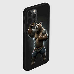 Чехол для iPhone 12 Pro Медведь показывает свою силу, цвет: 3D-черный — фото 2