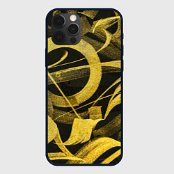 Чехол для iPhone 12 Pro Gold Calligraphic, цвет: 3D-черный
