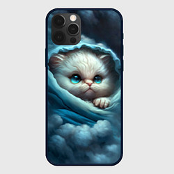 Чехол iPhone 12 Pro Котик в одеяльце в облаках