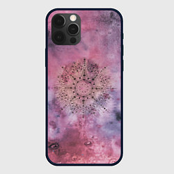 Чехол для iPhone 12 Pro Мандала гармонии, фиолетовая, космос, цвет: 3D-черный