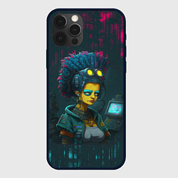Чехол для iPhone 12 Pro Cyber Simpson, цвет: 3D-черный
