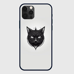 Чехол для iPhone 12 Pro Чёрный кошачий арт, цвет: 3D-черный