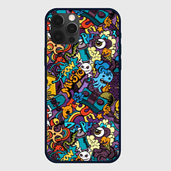 Чехол для iPhone 12 Pro Стрит-арт music: разноцветный, цвет: 3D-черный