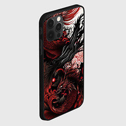 Чехол для iPhone 12 Pro Красный Irezumi узор, цвет: 3D-черный — фото 2
