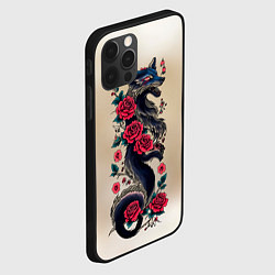 Чехол для iPhone 12 Pro Irezumi - татуировка лиса в розах, цвет: 3D-черный — фото 2