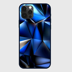 Чехол для iPhone 12 Pro Polygon blue abstract, цвет: 3D-черный