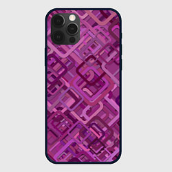 Чехол для iPhone 12 Pro Фиолетовые диагонали, цвет: 3D-черный