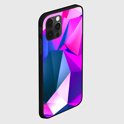 Чехол для iPhone 12 Pro Neon blue polygons, цвет: 3D-черный — фото 2