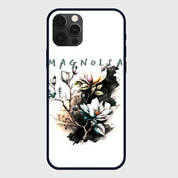 Чехол для iPhone 12 Pro Магнолия - акварельный стиль, цвет: 3D-черный