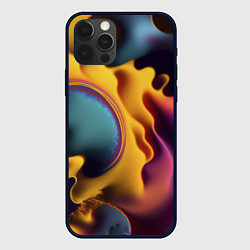 Чехол для iPhone 12 Pro Цветная жидкость, цвет: 3D-черный