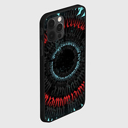 Чехол для iPhone 12 Pro Неоновые круги иероглифы, цвет: 3D-черный — фото 2