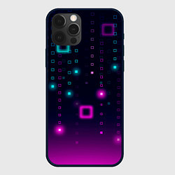 Чехол для iPhone 12 Pro Светящиеся неоновые квадраты, цвет: 3D-черный