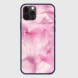 Чехол для iPhone 12 Pro Розовые перышки, цвет: 3D-черный
