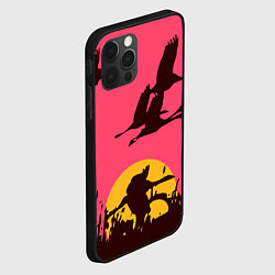 Чехол для iPhone 12 Pro Лебеди на закате, цвет: 3D-черный — фото 2