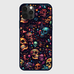 Чехол для iPhone 12 Pro Россыпь разноцветных черепков, цвет: 3D-черный
