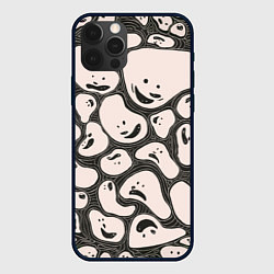 Чехол для iPhone 12 Pro Камни с лицами, цвет: 3D-черный