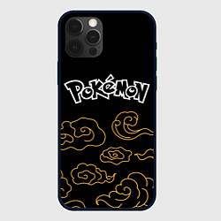 Чехол для iPhone 12 Pro Pokemon anime clouds, цвет: 3D-черный