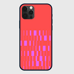 Чехол для iPhone 12 Pro Паттерн со штрихами розовый, цвет: 3D-черный