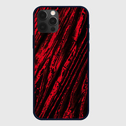 Чехол для iPhone 12 Pro Красные полосы, цвет: 3D-черный
