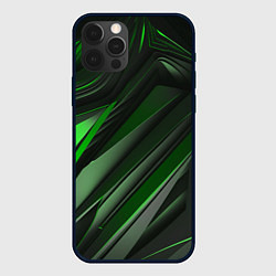 Чехол для iPhone 12 Pro Green black abstract, цвет: 3D-черный