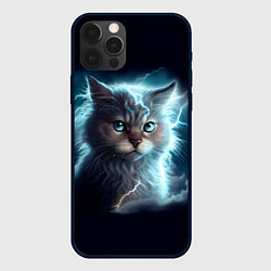 Чехол для iPhone 12 Pro Котик с молниями, цвет: 3D-черный