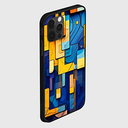 Чехол для iPhone 12 Pro Синие и жёлтые фигуры, цвет: 3D-черный — фото 2