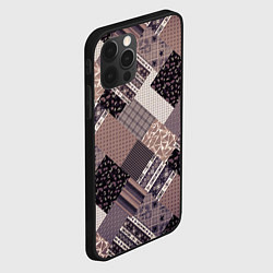 Чехол для iPhone 12 Pro Коричневый узор в стиле фолк-пэчворк, цвет: 3D-черный — фото 2