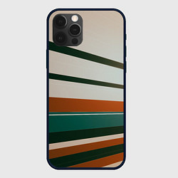 Чехол для iPhone 12 Pro Абстрактные зелёные и оранжевые линии, цвет: 3D-черный