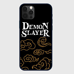 Чехол для iPhone 12 Pro Demon Slayer anime clouds, цвет: 3D-черный