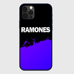 Чехол для iPhone 12 Pro Ramones purple grunge, цвет: 3D-черный