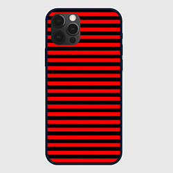 Чехол для iPhone 12 Pro Черно-красные полосы, цвет: 3D-черный
