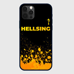 Чехол для iPhone 12 Pro Hellsing - gold gradient: символ сверху, цвет: 3D-черный