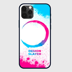 Чехол для iPhone 12 Pro Demon Slayer neon gradient style, цвет: 3D-черный