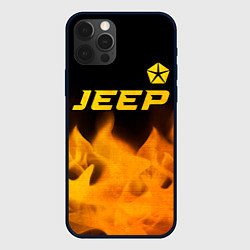 Чехол для iPhone 12 Pro Jeep - gold gradient: символ сверху, цвет: 3D-черный