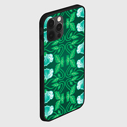 Чехол для iPhone 12 Pro Зелёный цветочный паттерн, цвет: 3D-черный — фото 2