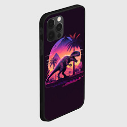 Чехол для iPhone 12 Pro Retrowave Trex, цвет: 3D-черный — фото 2