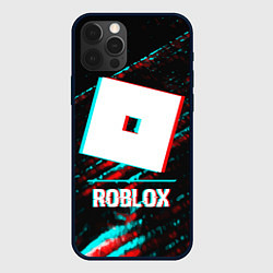 Чехол для iPhone 12 Pro Roblox в стиле glitch и баги графики на темном фон, цвет: 3D-черный