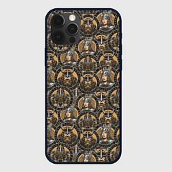 Чехол для iPhone 12 Pro Паттерн из викингов, цвет: 3D-черный