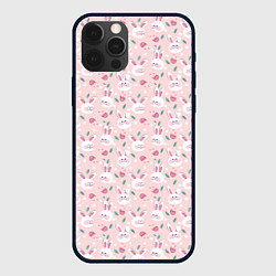 Чехол для iPhone 12 Pro Милые кролики паттерн, цвет: 3D-черный