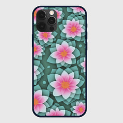Чехол для iPhone 12 Pro Цветы с оптическим эффектом, цвет: 3D-черный