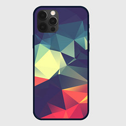 Чехол для iPhone 12 Pro Разноцветный полигональный узор, цвет: 3D-черный